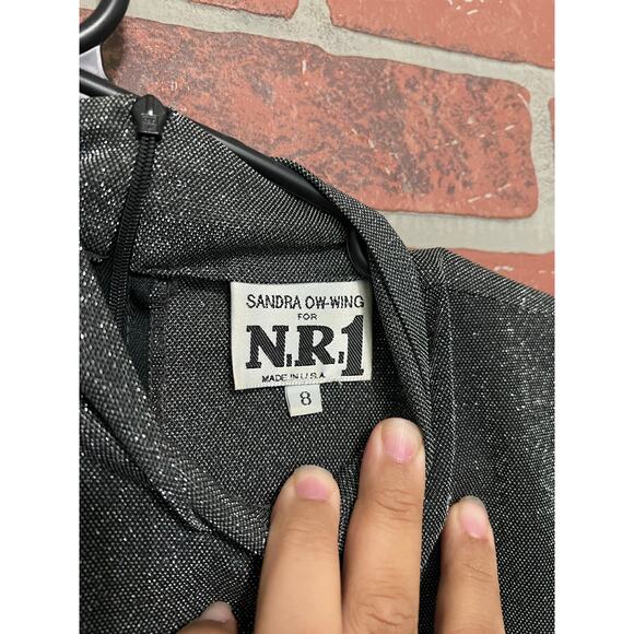 Sandra Ow-Wing Black and Silver Long Metallic Dress - 8 - Picture 4 of 8